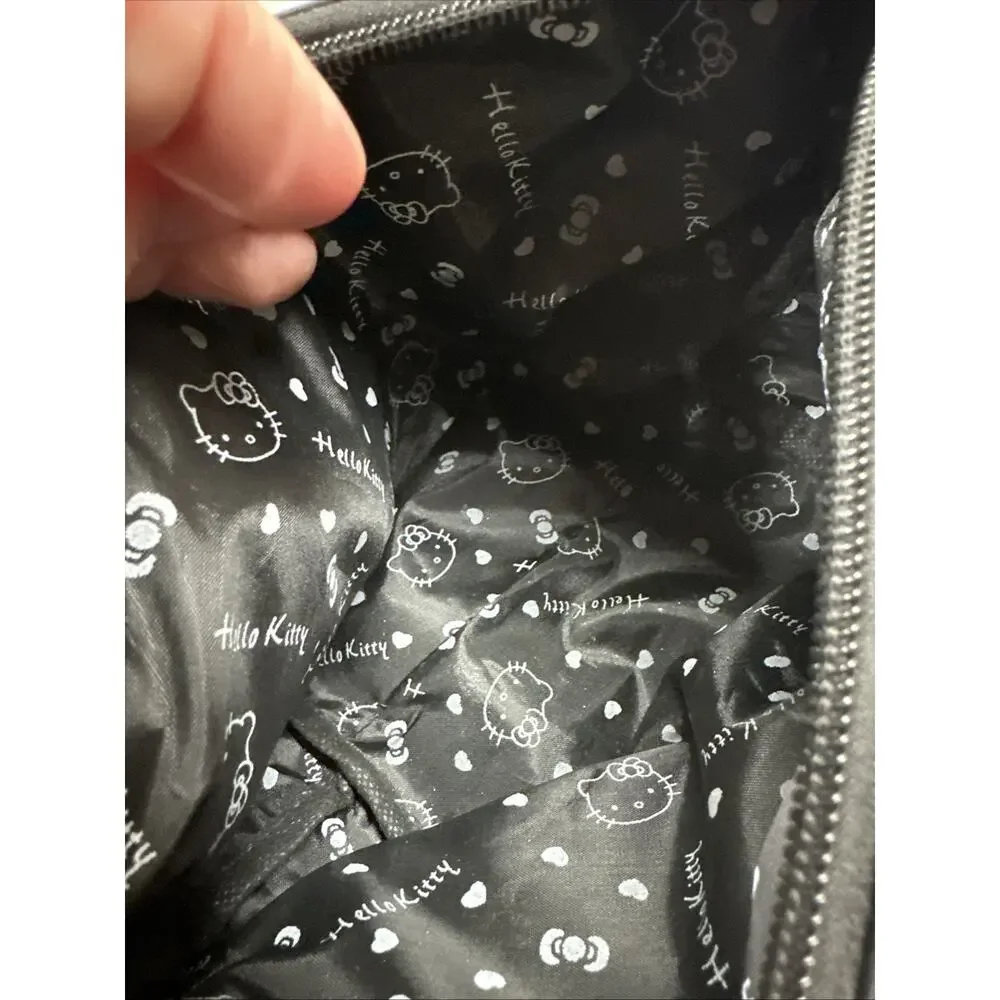 Black Hello Kitty Wristlet Style Bag Waterproof Material Makeup